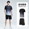 Explosões Transfronteiriças de Comércio Exterior Novo Traje de Corrida Fitness Masculino e Feminino Seda de Gelo Secagem Rápida Roupa Esportiva Traje Verão Camiseta de Manga Curta