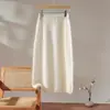 Saia de Tricô Escovado em Cashmere Pura Outono e Inverno Saia One-Step Cashmere Comprimento Médio Justa Nova Saia de Cashmere para Mulheres