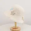 Sombrero de pescador de punto de alpaca fino de color liso con diseño calado y abertura, de otoño coreano, sombrero tipo cubo de lana transpirable con estampado de estrellas para mujer