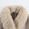 Ropa de Mujer Otoño 2024 Estilo Europeo y Americano Moda Sencilla Chaqueta Exterior con Cuello de Piel Sintética