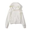Ropa de mujer de chica caliente europea y americana Otoño Nuevo estilo coreano viento de deseo puro arriba y abajo diseño de bloque con capucha de doble cremallera manga larga reparación