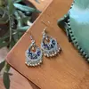Brincos Estilo Étnico Sino Franja Formato Leque Feminino Estilo Retrô Boêmio Presilhas de Orelha Sem Furos de Orelha Brincos de Nicho