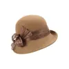 Rongmei 2026 Nuevo Sombrero Clásico Hepburn Transfronterizo con Ala Curva, Sombrero de Mezcla de Seda y Lana, Elegante Sombrero de Estilo Francés