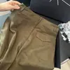 Muy recomendado~ Pantalones plisados de alta gama para mujer en color marrón, importación coreana 2026, pantalones de pierna recta de alta gama