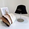 Sombrero de Cubo Estilo Japonés de Metal Pesado con Mariposa y Orquídea para Mujer, Cálido Sombrero Fedora de Lana Australiana para Otoño e Invierno, Sombrero de Fieltro Retro Francés