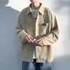 Camisa de pana de manga larga estilo Hong Kong para hombre, nueva de primavera y otoño, talla grande, chaqueta tipo camisa estilo japonés, marca moderna, top casual