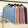 Camiseta Base de Terciopelo para Mujer Otoño e Invierno Interior Cuello Redondo Adelgazante Manga Larga Resistente al Frío Ropa de Otoño talla grande con forro polar Camiseta Térmica Superior