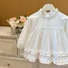 Nueva blusa de manga larga para niñas, top de bebé estilo coreano con encaje, moderna y adorable, estilo princesa, súper lindo