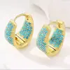 Brincos Azuis Turquesa em Formato de Gota, Brincos Elegantes, Banhados a Cobre com Ouro 18K, Brincos Ecológicos