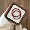 Nuevo Pulsera Elástica de Doble Círculo de la Fortuna Estilo Chino Imitación Cinabrio Cuentas de la Fortuna He Tianyu Joyería Simple Versátil Apilable