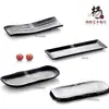 Plato Negro Largo Estilo Japonés Comercial Plato para Sushi Plato Plano para Sashimi Arte Creativo Plato para Platos Fríos Plato para Barbacoa Vajilla de Melamina