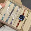 Pulseira de Relógio de Resina com Cravação de Diamante em Forma de Trevo de Quatro Folhas, Metal Cobre, Adequada para Apple Watch iWatch 12ª Geração 11/10