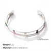 Pulsera Abierta Anillo Set Geométrico de Acero Inoxidable Chapado en Oro de 18K Estilo de Lujo Ligero Transfronterizo Europeo y Americano Zirconia Cúbica Colorida