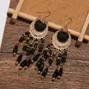 Pendientes de Borla con Cuentas de Arroz Bohemios Ganchos Largos Exagerados Moda Estilo Étnico Pendientes de Media Luna Venta al por Mayor