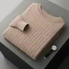 Suéter de lana para otoño e invierno, jersey grueso de cuello redondo, camiseta base de punto con patrón de trenzado a cuadros, top de corte holgado, disponible para venta al por mayor
