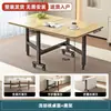 Escritorio simple y moderno, engrosado, plegable para apartamentos pequeños, no requiere ensamblaje, con ruedas, diseño rectangular, hecho de tablero artificial con acabado en relieve
