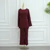 2025Loriya Conjunto de Dos Piezas de Top de Color Sólido a la Moda + Pantalones Lr1090