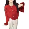 Diseñado con Sentido del Estilo, el Suéter Abrigo de Manga Acampanada con Lazo para Mujer es el Nuevo Cárdigan de Punto Holgado y Dulce Estilo Coreano para Otoño e Invierno 2026