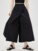 Pantalones de trabajo Yamamoto estilo americano para mujer, de verano, de cintura alta, corte A, con abertura en la cadera, de seda helada, con pernera ancha.