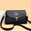 Bolsas para Mulheres 2026 Novo Estilo Versátil Bolsa de Ombro de Couro Macio para Senhoras de Meia-Idade Bolsa Transversal Tendência