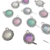 Pingente Pingente Redondo Olho de Gato Imitação Cristal Diamante Gota d'Água Pulseira de Contas DIY Colar Brincos Acessórios de Liga
