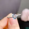 Anillo de aguamarina natural piedra principal cristalina limpia aproximadamente 4*6 mm anillo de valor boca viva incrustación de plata s925
