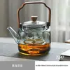Tetera de vidrio de alta calidad, resistente al calor para preparar té, estufa eléctrica de cerámica, hervidor de agua, borde engrosado, a prueba de explosiones, vidrio de borosilicato alto, con asa, para cocinar al vapor y hervir