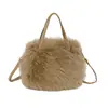 Bolsa de Mão Peluda Transfronteiriça Nova Bolsa Transversal Feminina Grande Capacidade Cor Sólida Versátil Bolsa de Pelúcia Outono e Inverno Novo Estilo