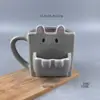 Taza de Cerámica con Gato 3D de Dibujos Animados para Galletas, Taza Creativa para Desayuno y Café para Galletas, Linda para Ventas Transfronterizas