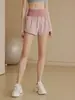Shorts deportivos de mujer tipo dos piezas de imitación, anti-exposición, secado rápido, para correr, entrenamiento, fitness, de cintura alta, holgados, transpirables, pantalones de yoga para verano