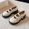 Sapatos Mary Jane Femininos 2026 Novo Verão Estilo Academia Laço Salto Grosso Baixo Corte Sapatos de Uma Cor Sapatos de Uma Cor Versáteis Pretos