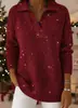 Suéter de Color Sólido Nuevo Otoño e Invierno Europeo y Americano 2025, Top Holgado con Cuello de Solapa y Mangas Largas, Camiseta Brillante con Hilo Plateado
