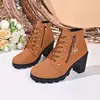 Botas Martin de cordones para mujer de talla grande con tacón grueso, de estilo europeo y americano, con pedrería, para otoño e invierno, comercio exterior, nuevas botas cortas de moda transfronteriza