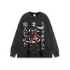 Camiseta de Manga Corta Estampado de Animación Japonesa Pesada Lavado al Agua 260G Marca de Moda Hip Hop Urbana para Hombre y Mujer