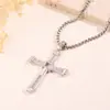 Collar de Acero de Titanio, Collar Cruzado Estilo Rápido y Furioso con Diamantes, Collar Largo para Hombre Más Vendido Transfronterizo