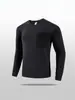 Sudadera Deportiva de Manga Larga con Cuello Redondo para Hombre, Secado Rápido, Transpirable, Top Casual para Fitness al Aire Libre, Antibacteriana, Absorbe el Sudor, Tejido Elástico