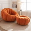 Silla de Calabaza de Lujo Ligero Nórdico para Sentarse y Reclinarse, Informal para Sala de Estar, Sofá Silla Individual Perezosa de Terciopelo de Cordero, Silla Mecedora
