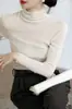 2024 Otoño e Invierno Nuevo Suéter Seamless de Una Pieza para Mujer Lana Cuello Alto Camiseta Interior Base Suéter Ajustado Cabello