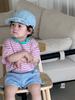 Camiseta Infantil de Verão Listrada de Manga Curta Conjunto Shorts Jeans Meninos Novo Estilo Coreano Roupas Infantis Roupas de Bebê Fino