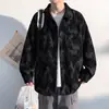 Camisa de manga larga estilo japonés con cuello mandarín, nueva colección otoño 2026 para hombre, texturizada, corte holgado, camisa casual, prenda exterior versátil para hombre