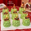 Decoración Pastel Navideño 2025 Moño Campana Enchufe Árbol de Navidad Estrella de Cinco Puntas Vela Decoración Nochebuena