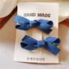 Novo estilo coreano série Jeans azul claro presilha de cabelo infantil pura feita à mão presilha bb requintada presilha de cabelo com renda oca