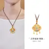 Collar Colgante de Plata Pura 999 Estilo Antiguo Hueco Esmaltado Calabaza de la Suerte Candado de Seguridad con Diseño Chino Tradicional, Regalo para Novia