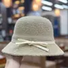 Nuevo Sombrero de Pescador con Lazo para Mujer Otoño e Invierno Versátil Cálido de Ala Ancha Sombrero de Cachemira Elegante Sombrero Cubo Adelgazante