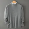 Baicai Rong Autumn/Winter New Wool Sweater Men's Half-High Collar Cable Knit Sweater Business Retro Casual Knit Base Layer