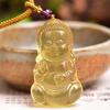 Colgante de citrino natural para bebé Buda príncipe, cadena para suéter, pieza tallada de citrino DIY.