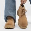 Botas Masculinas de Outono Novas de Cano Alto com Solado Grosso Derby Retro Camurça Trabalho Moda Tendência Amarelas