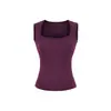 Top de Tirantes Ajustado de Color Sólido para Chica Atractiva con Almohadillas en el Pecho, Cuello Cuadrado, Ceñido a la Cintura, Ropa de Abrigo sin Mangas