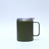 Taza aislada de acero inoxidable 304, taza de agua para oficina, taza de café portátil a prueba de fugas con asa, taza de color sólido de doble capa, hervidor