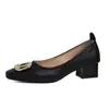 Zapatos planos de tacón grueso para mujer, nuevos mocasines de estilo de noche sin cordones con punta fina para primavera/otoño 2026, zapatos de punta fina para mujer de talla grande con suela blanda